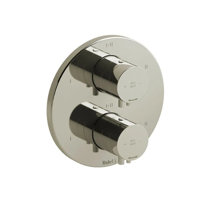 Thermostatic and Pressure Balance Valve Trim Riu 3/4 Inch Round 4-Way 6 Function 2 Lever Brushed Nickel Brass - Frankwebs