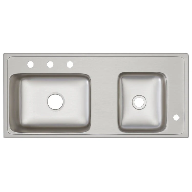 Classroom Sink Lustertone 37.25 x 17 Inch Double Bowl ADA Right 4 Hole Lustrous Satin Drop-In Minimum Cabinet Size 42 Inch 6-1/2 Inch 18 Gauge Bottom Only Pads 64090014 Mounting Hardware Included for Countertops Up to 3/4IN - Frankwebs
