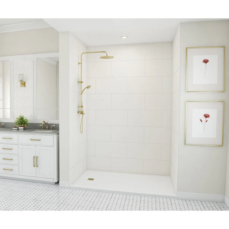 Shower Wall Kit Traditional Subway Tile Glue Up 36 x 62 x 96 Inch Ice Swanstone - Frankwebs