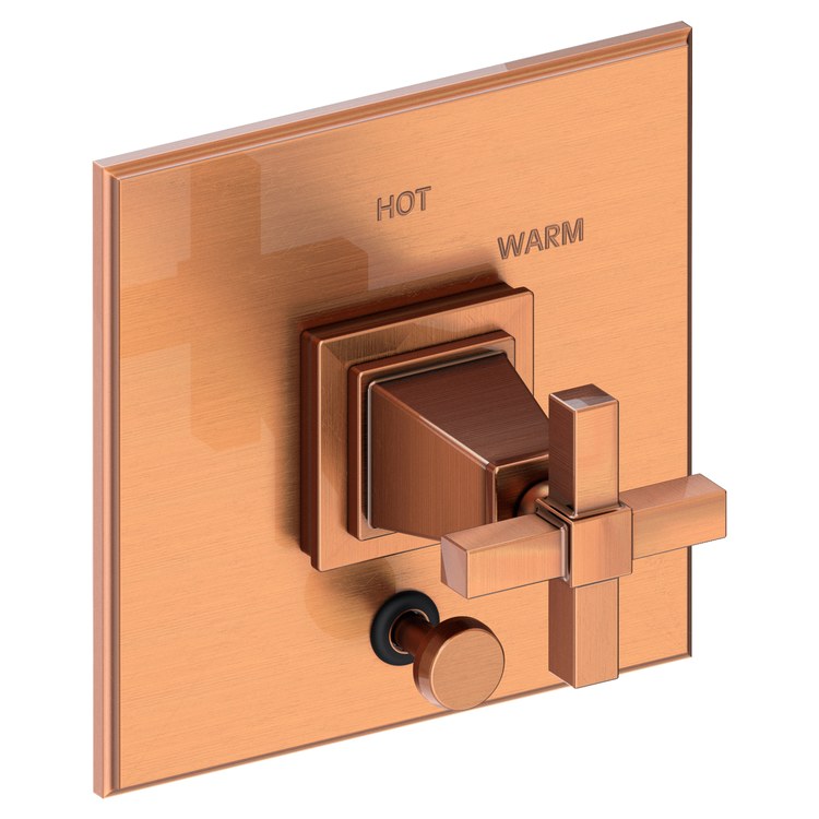 Pressure Balance Valve Trim Malvina Square with Diverter 1 Cross Aged Brass ADA Depth 4 Inch - Frankwebs