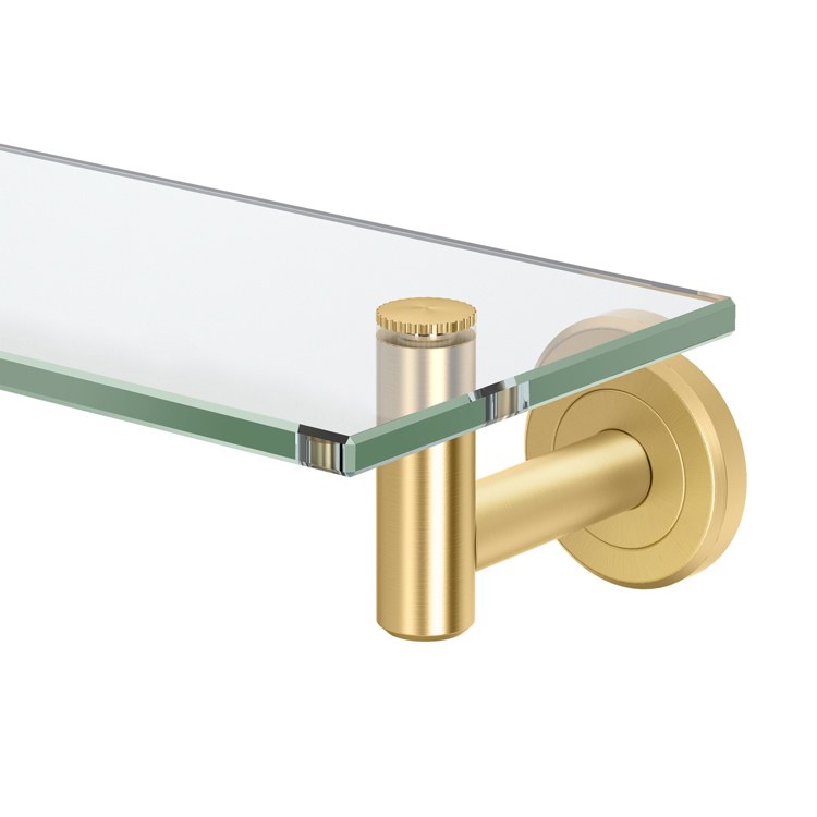 Shelf Latitude II Rectangle Glass Shelf Brushed Brass 20.125 Inch Tempered Glass - Frankwebs
