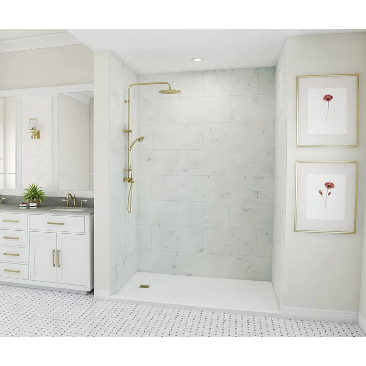 Shower Wall Kit Traditional Subway Tile Glue Up 36 x 62 x 96 Inch Ice Swanstone - Frankwebs