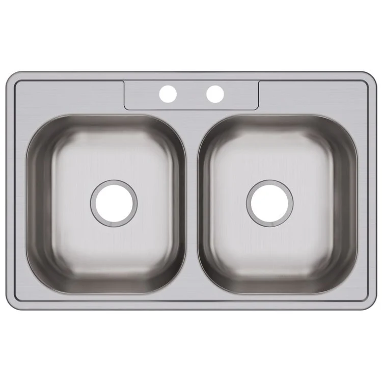 Kitchen Sink Dayton 33 x 21.25 Inch Double Bowl Equal 2 Hole ADA Satin Top Mount Rectangle Drain Location Center Depth 6-4/7 Inch Bottom Only Spray - Frankwebs