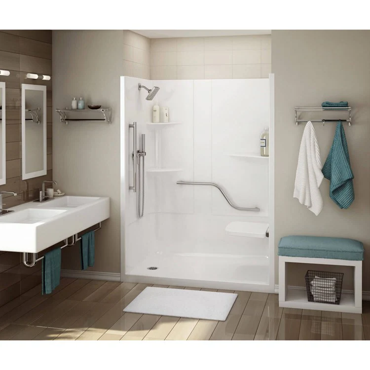 Shower Allia Rectangular White 60 x 34 Inch Acrylic Less Seat Right Drain - Frankwebs