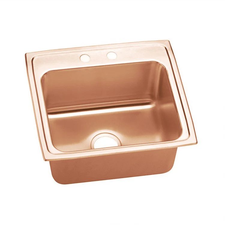 Kitchen Sink 22 x 19.5 Inch Single Bowl Antimicrobial Copper MR2 Hole Lustrous Satin Drop-In - Frankwebs