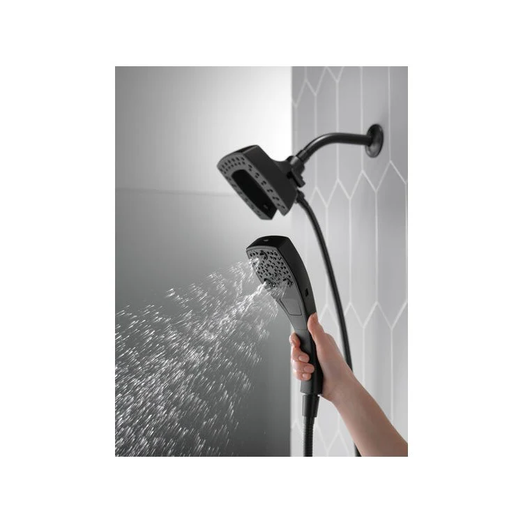 Handshower Combination In2ition Universal Showering Components H2Okinetic 2-In-1 Matte Black WaterSense 5 Function Includes 60-82 Inch Stretchable Metal Hose - Frankwebs