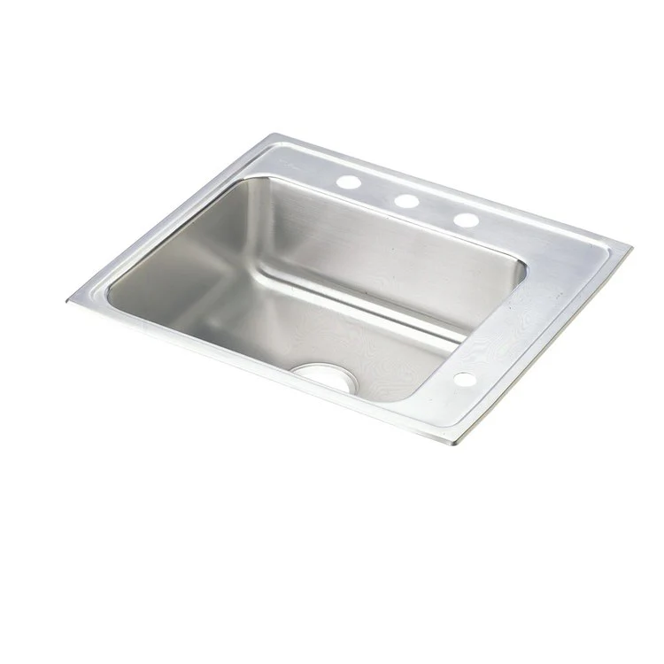 Classroom Sink Lustertone 22 x 19.5 Inch Single Bowl ADA Rectangular Right 4 Hole Lustrous Satin Drop-In Minimum Cabinet Size 27 Inch 5 Inch 18 Gauge Bottom Only Pads - Frankwebs