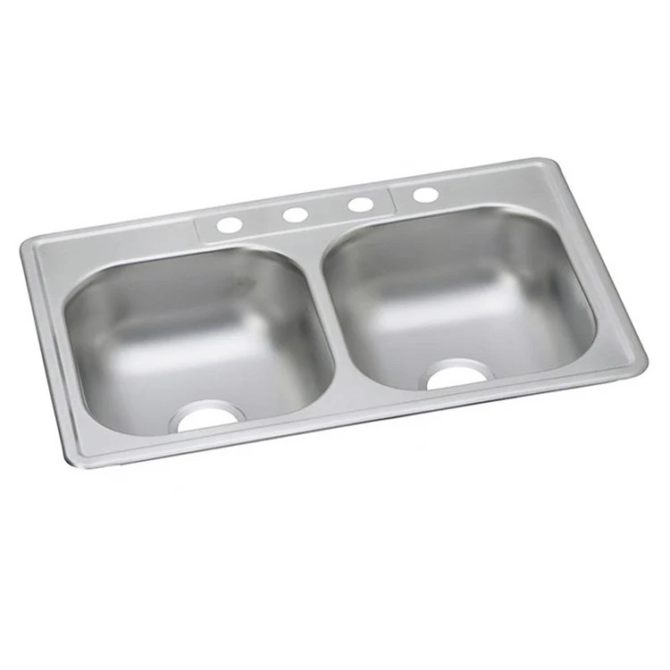 Kitchen Sink Dayton 33 x 22 Inch Double Bowl Equal MR2 Hole Satin Drop-In 7 Inch - Frankwebs