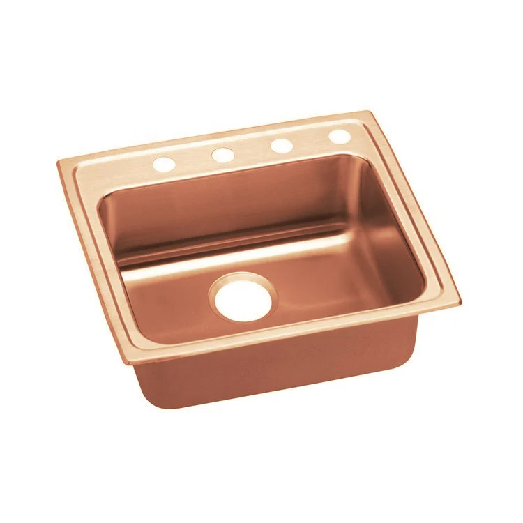 Kitchen Sink 25 x 21.25 Inch Single Bowl 2 Hole ADA Copper Drop-In Rectangle Drain Location Rear Center Depth 5-1/2 Inch Full Spray Sides and Bottom - Frankwebs