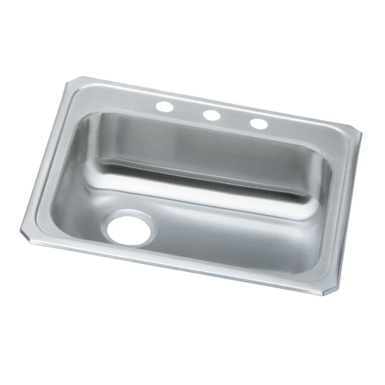 Kitchen Sink Celebrity 25 x 21.25 Inch Single Bowl ADA Brushed Satin Drop-In Rectangle Drain Location Rear Left Depth 5-3/8 Inch Bottom Only Pads - Frankwebs