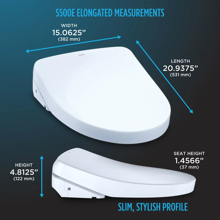 Washlet S500E Elongated Closed Front Heated Bidet Seat with EWATER+ - Frankwebs