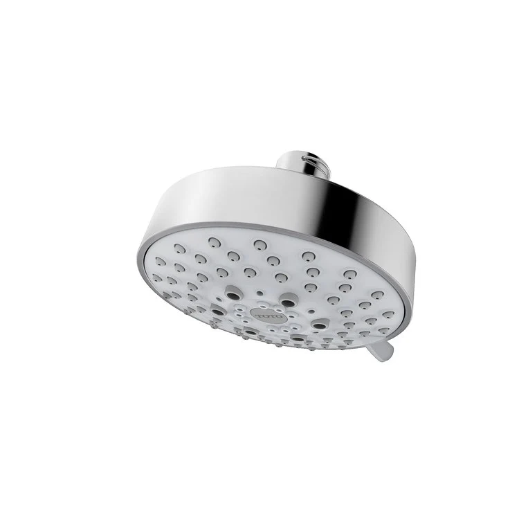 Showerhead L 5 Function Modern Round Polished Chrome 4 Inch 1.75 Gallons per Minute WaterSense Rubber Nozzles - Frankwebs