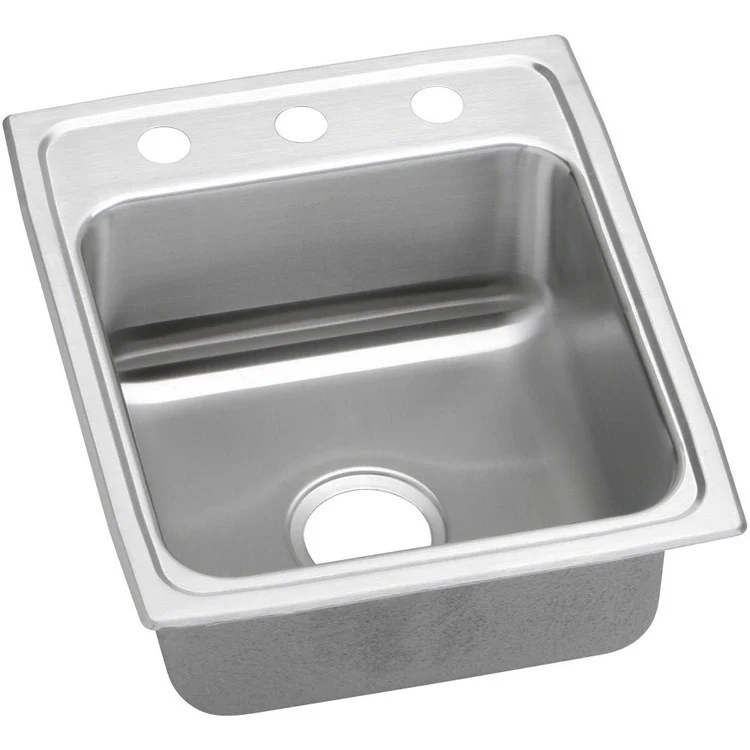 Kitchen Sink Lustertone Classic 17 x 20 Inch Single Bowl 3 Hole ADA Lustrous Satin Drop-In Rectangle Drain Location Rear Center Depth 6-1/2 Inch Quick Clip Mounting System Bottom Only Pads - Frankwebs