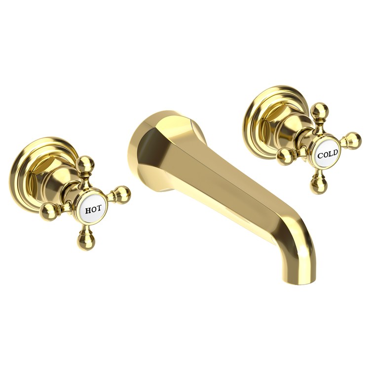 Lavatory Faucet Astor Wall Mount 8 Inch Spread 2 Cross ADA Watersense Flat Black 1.2 Gallons Per Minute Brass Less Drain Spout Reach 7-1/2 Inch - Frankwebs