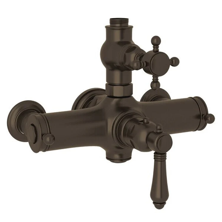 Thermostatic Valve Exposed with Volume and Temperature Control 2 Cross Tuscan Brass - Frankwebs