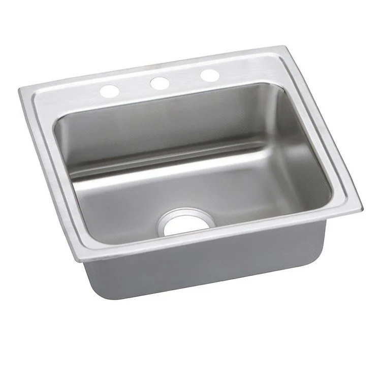 Kitchen Sink Lustertone Classic 22 x 19.5 Inch Single Bowl 3 Hole ADA Lustrous Highlighted Satin Top Mount Rectangle Drain Location Rear Center Depth 5 Inch Quick Clip Mounting System Full Spray Sides and Bottom - Frankwebs