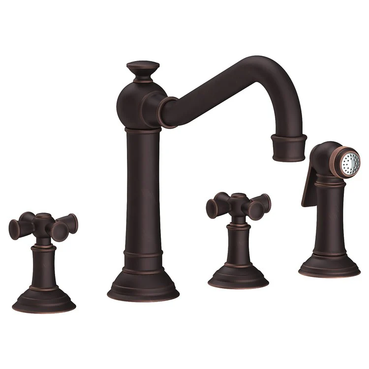 Kitchen Faucet Jacobean Widespread 8 Inch Spread 2 Cross ADA French Gold PVD Sidespray Spout Height 6 Inch 1.8 Gallons per Minute - Frankwebs