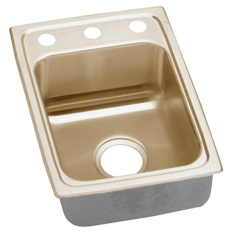 Kitchen Sink 15 x 22 Inch Single Bowl 2 Hole Copper Drop-In CuVerro Antimicrobial Copper Drain Location Center Bottom Only Pads - Frankwebs