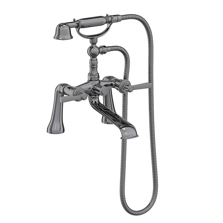 Tub Filler Miro Exposed Deck Mount with Handshower 7-1/4 Inch Spread 2 Lever ADA Antique Nickel 2 Hole - Frankwebs