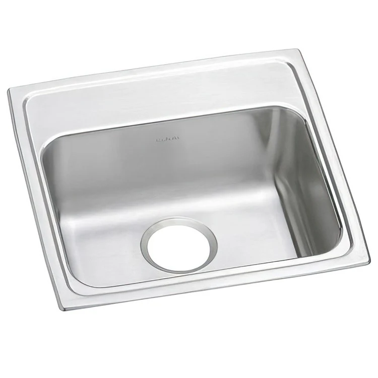 Kitchen Sink Lustertone Classic 19.5 x 19 Inch Single Bowl ADA Lustrous Satin Drop-In Rectangle Drain Location Rear Center Depth 6 Inch Bottom Only Pads - Frankwebs