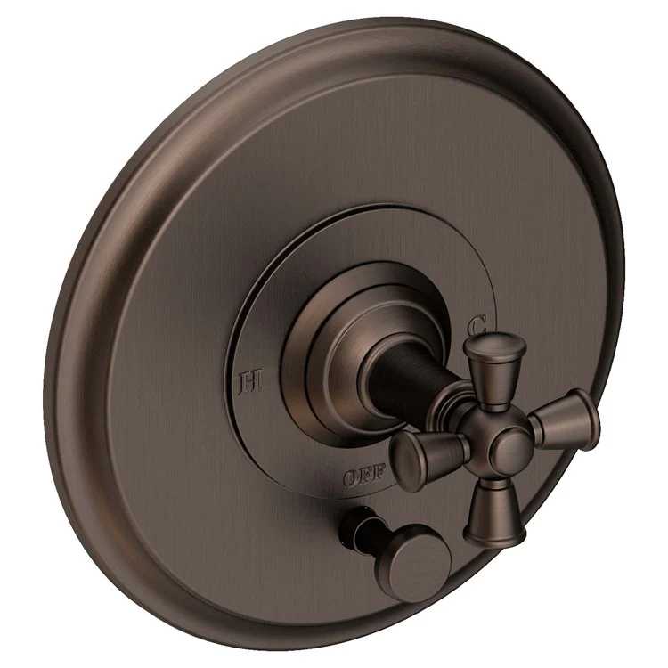 Aylesbury Pressure Balance Tub/Shower Valve Trim Only with Cross Handle - Midnight Chrome - Frankwebs