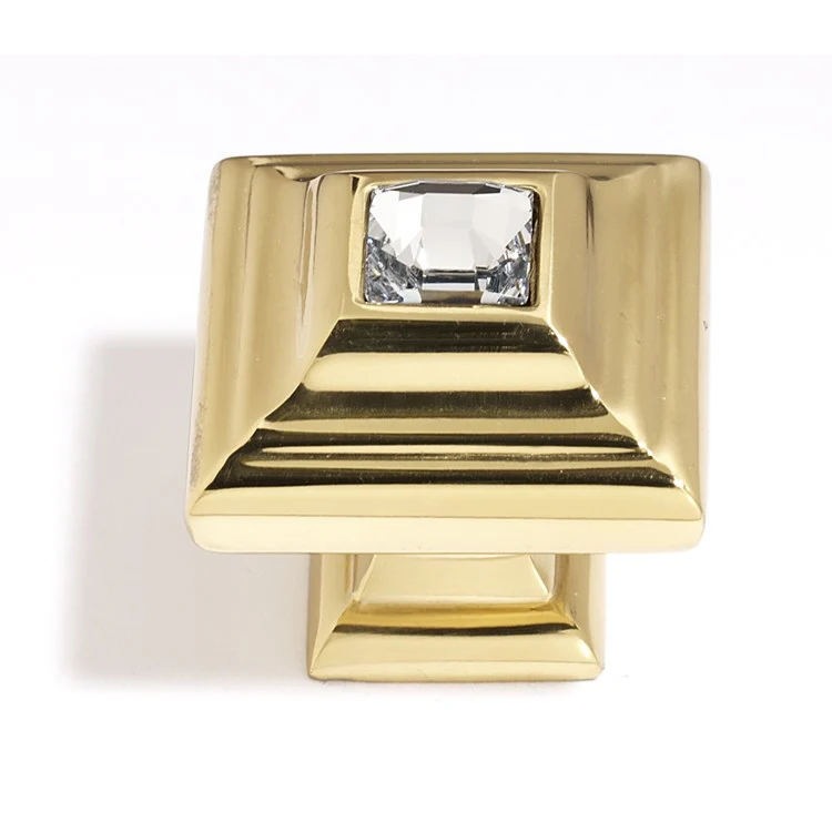 Knob Swarovski Crystal Square Pyramid Crystal Satin Nickel Brass 1-1/4 Inch 1-3/8 Inch 3/4 Inch - Frankwebs