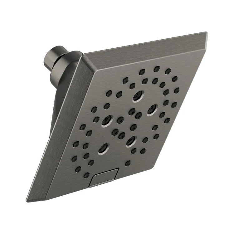 Showerhead Universal Showering Components 5 Function Square Raincan with H2Okinetic Technology Lumicoat Black Stainless 5-13/16 Inch 1.75 Gallons per Minute H2Okinetic Full Body Full with Massage Pause - Frankwebs