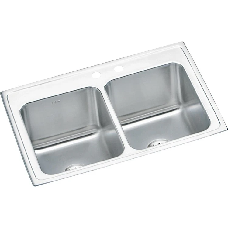 Kitchen Sink Lustertone Classic 33 x 22 Inch Double Bowl Equal with Perfect Drain MR2 Hole Lustrous Satin Drop-In 10-1/8 Inch - Frankwebs