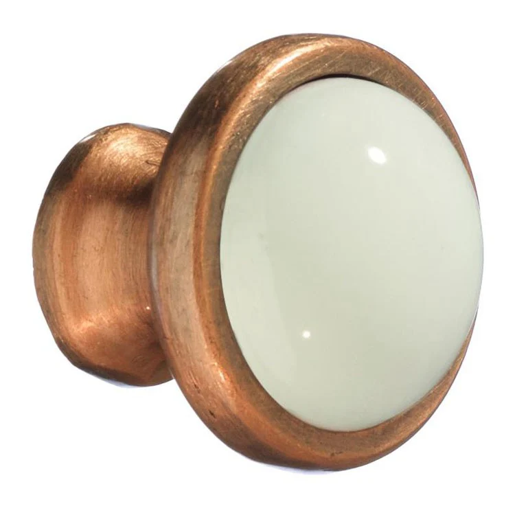Knob Round for Cabinet Antique Copper/White Zinc/Ceramic 1-1/2 x 1-1/2 x 1-1/2 Inch - Frankwebs