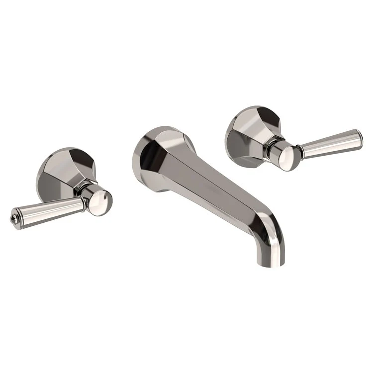 Lavatory Faucet Metropole Wall Mount 8 Inch Spread 2 Lever ADA WaterSense Matte White 1.2 Gallons Per Minute Brass Less Drain Spout Reach 7-1/2 Inch - Frankwebs