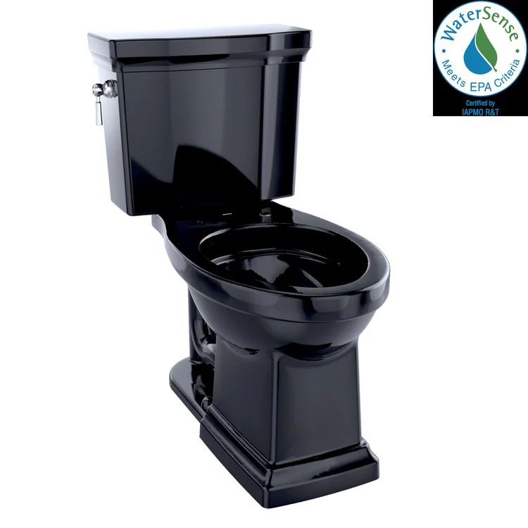 Toilet Promenade II 2 Pieces Close Coupled Universal Height Ebony Elongated ADA 31-1/4 Inch 1.28 Gallons per Flush Left Hand Chrome Less Seat - Frankwebs