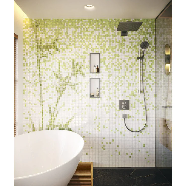 Thermostatic Trim ShowerSelect Square 2 Function 1 Lever Brushed Black Chrome ADA for Rough-In Valve with Service Stops 01850181 8.0 Gallons per Minute Escutcheon Handle Metal - Frankwebs