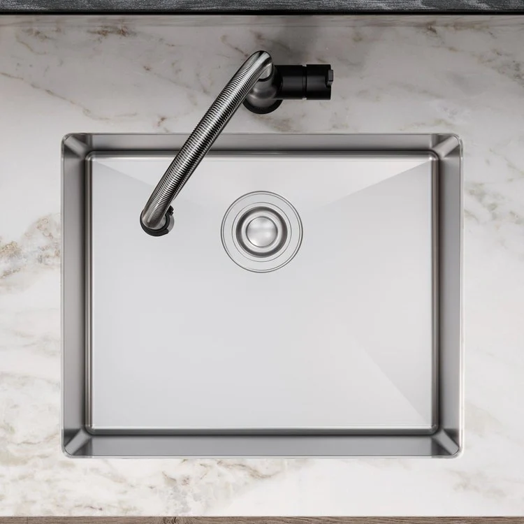 Kitchen Sink Crosstown 22.5 x 18.5 Inch Single Bowl Polished Satin Undermount Drain Location Rear Center Includes 1000003457 Template - Frankwebs