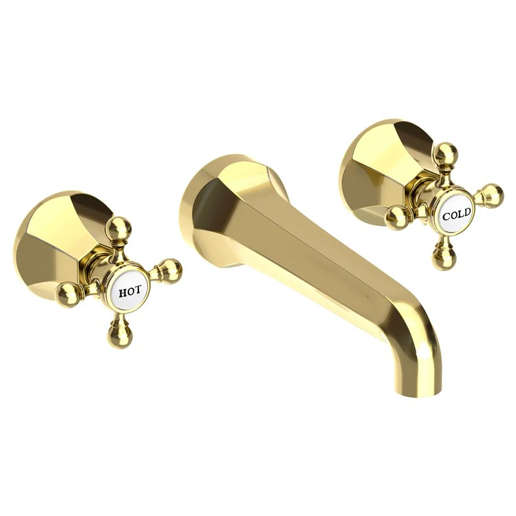 Lavatory Faucet Metropole Wall Mount 8 Inch Spread 2 Cross ADA WaterSense Stainless Steel PVD 1.2 Gallons Per Minute Brass Less Drain Spout Reach 7-1/2 Inch - Frankwebs