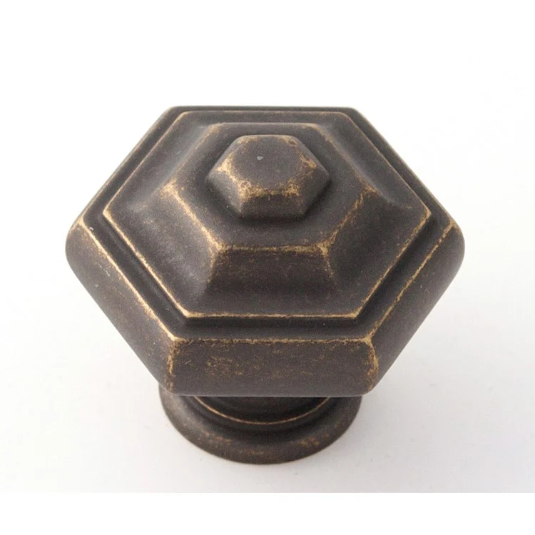 Knob Geometric Hexagon Bronze Brass 1-1/4 Inch 1-1/4 Inch 3/4 Inch - Frankwebs