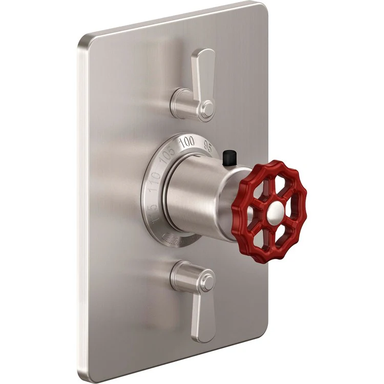 Thermostatic Trim Descanso Works Rectangular StyleTherm with 2 Volume Control 3 Red Wheel/Lever Black Nickel Brass - Frankwebs