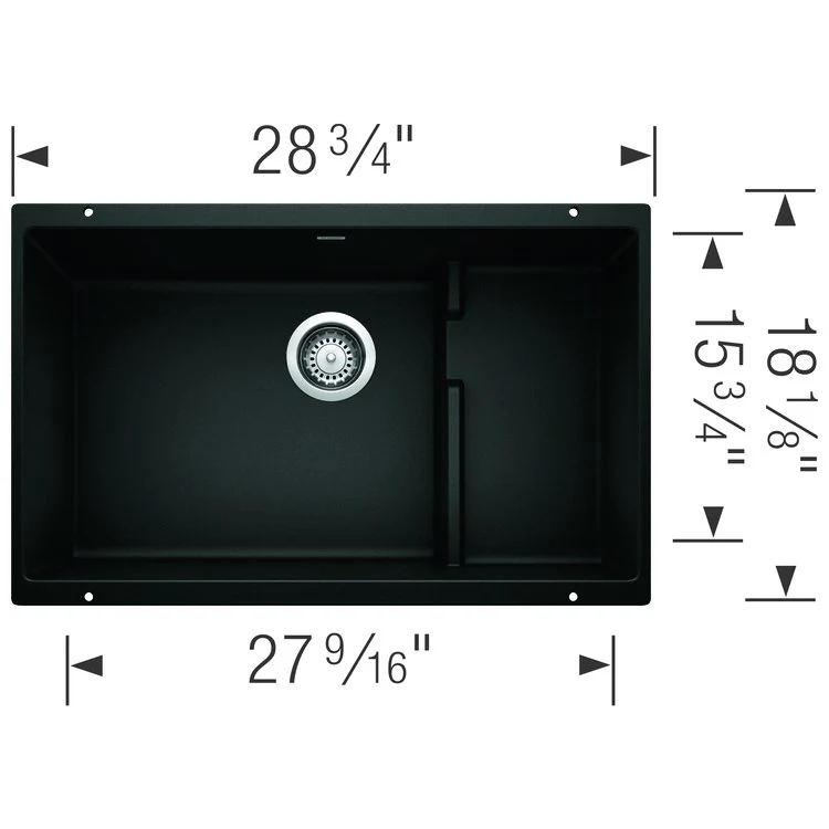 Kitchen Sink Precis Cascade 29 x 18 Inch Single Bowl Super Coal Black Undermount Rectangle Silgranit - Frankwebs