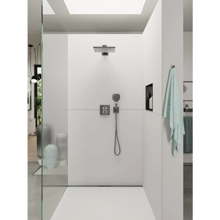 Thermostatic Trim ShowerSelect Square 2 Function 1 Lever Brushed Black Chrome ADA for Rough-In Valve with Service Stops 01850181 8.0 Gallons per Minute Escutcheon Handle Metal - Frankwebs