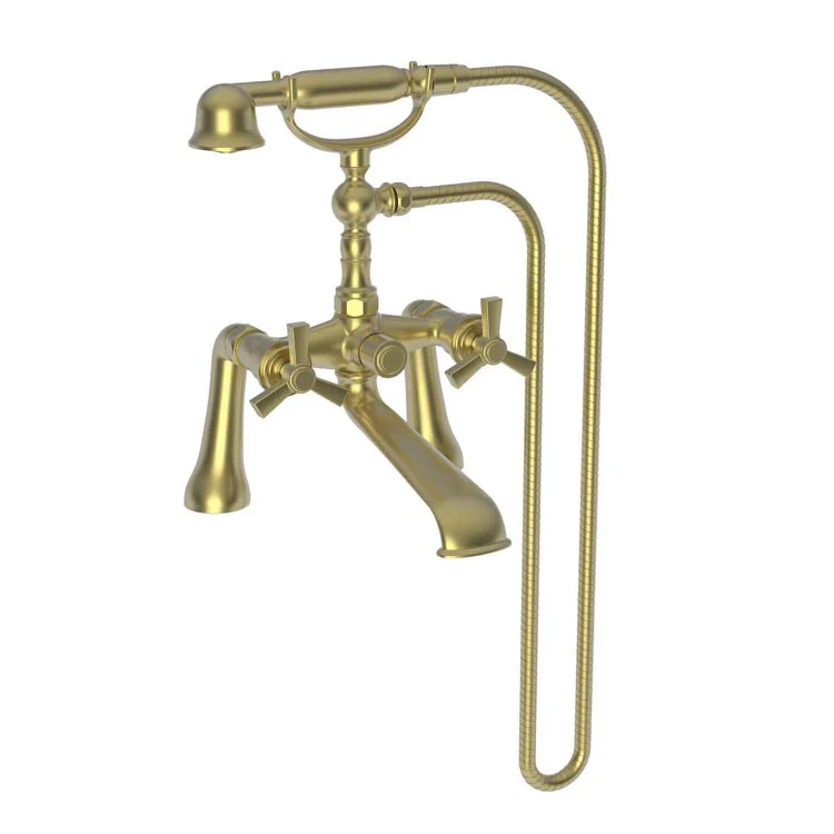 Tub Filler Miro Exposed Deck Mount with Handshower 7-1/4 Inch Spread 2 Cross ADA Matte White 2 Hole - Frankwebs