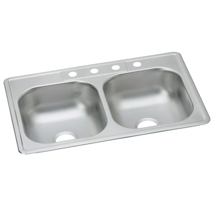 Kitchen Sink Dayton 33 x 22 Inch Double Bowl Equal 2 Hole Satin Top Mount Drain Location Center Multiple of 50 Bottom Only Spray - Frankwebs