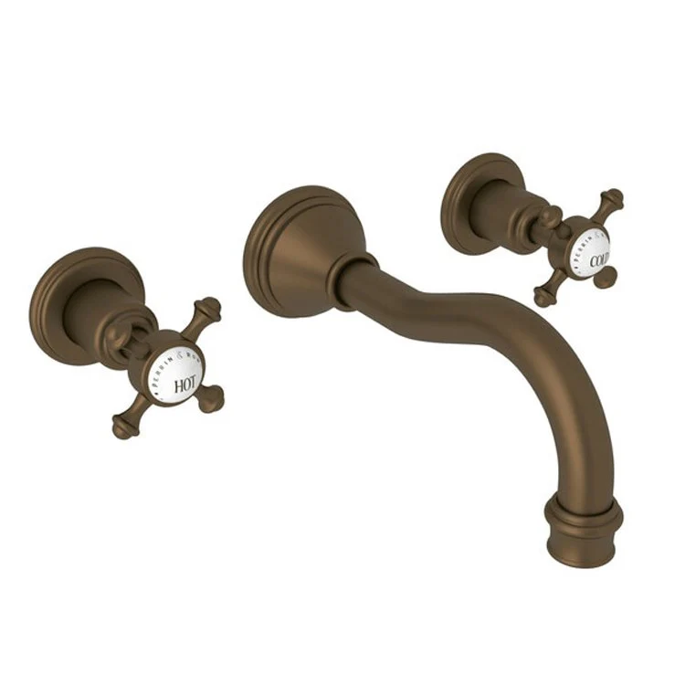 Lavatory Faucet Georgian Era Wall Mount 2 Cross Unlacquered Brass 1.2 Gallons per Minute Column Spout - Frankwebs