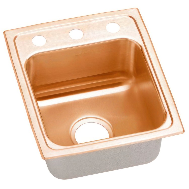 Kitchen Sink 13 x 16 Inch Single Bowl ADA Copper Drop-In Rectangle Drain Location Center Depth 5-1/2 Inch Full Spray Sides and Bottom - Frankwebs