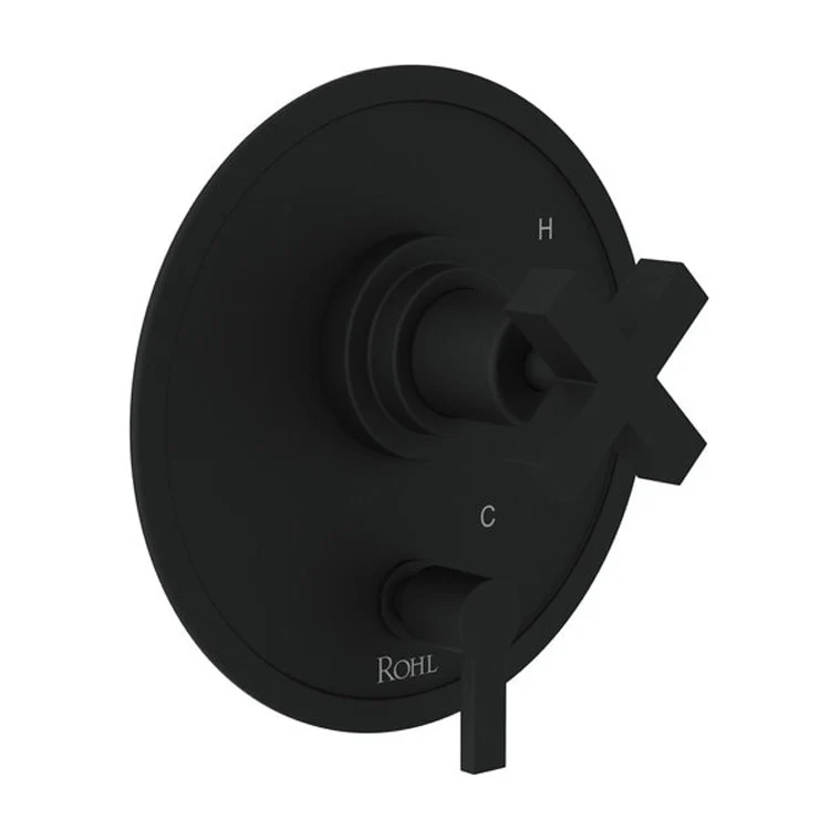 Pressure Balance Valve Trim Lombardia with Diverter 1 Cross Handle Matte Black 5.5 Gallons per Minute - Frankwebs
