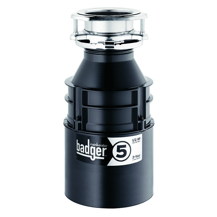 Badger 5 Compact 1/2 HP Continuous Feed Garbage Disposal with Power Cord - Frankwebs