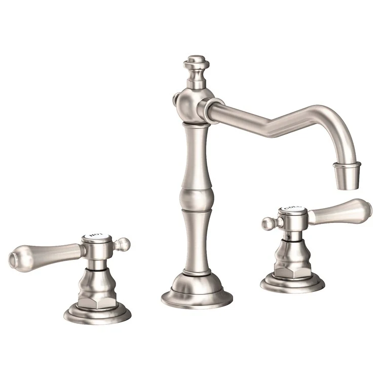 Kitchen Faucet Chesterfield 8 Inch Spread 2 Lever ADA Satin Nickel PVD Spout Height 5-13/16 Inch Spout Reach 9-1/2 Inch 1.8 Gallons per Minute - Frankwebs
