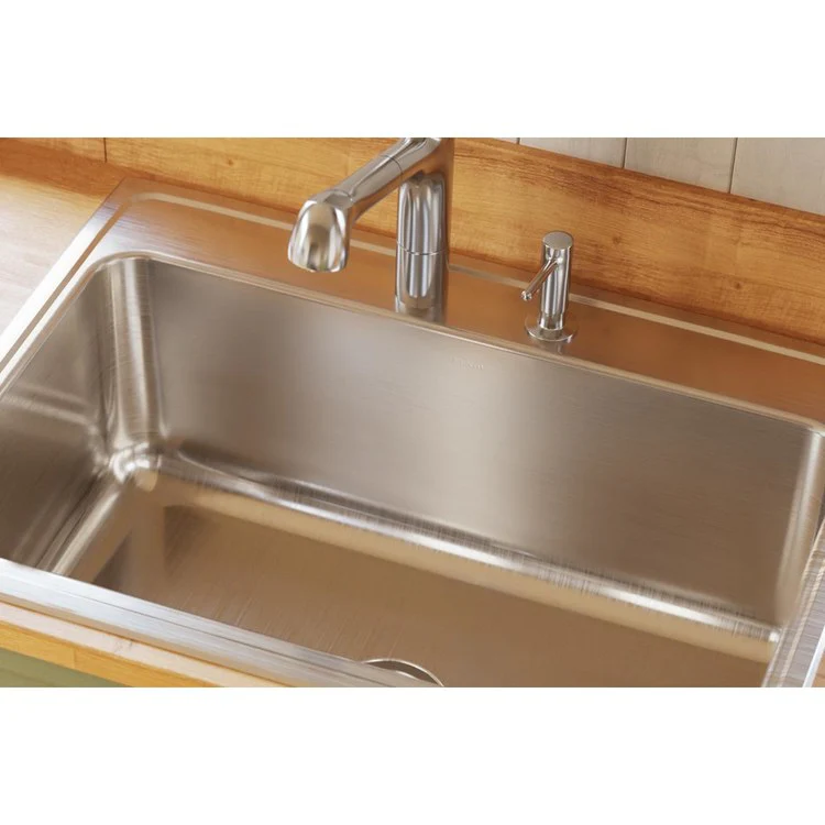 Kitchen Sink Lustertone Classic 31 x 22 Inch Single Bowl 5 Hole Lustrous Satin Drop-In 11-5/8 Inch - Frankwebs