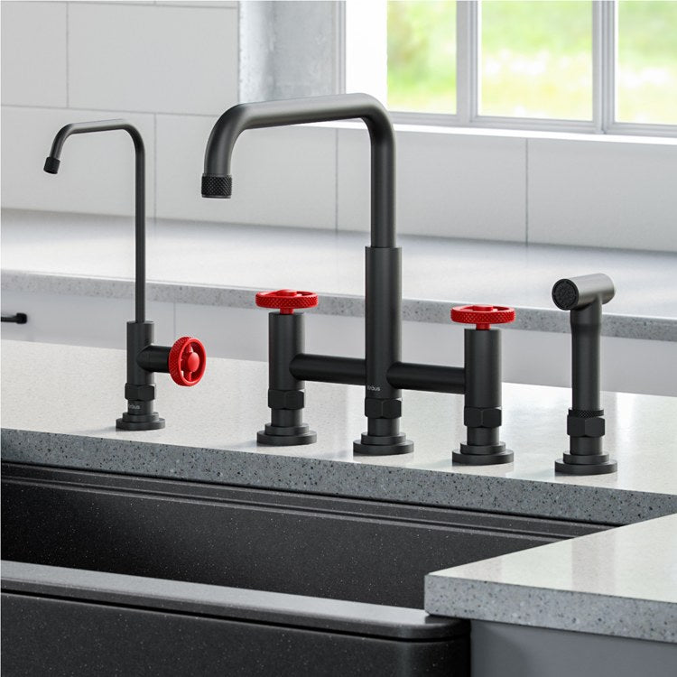 Urbix Industrial Bridge Kitchen Faucet and Water Filter Faucet Combo - Frankwebs