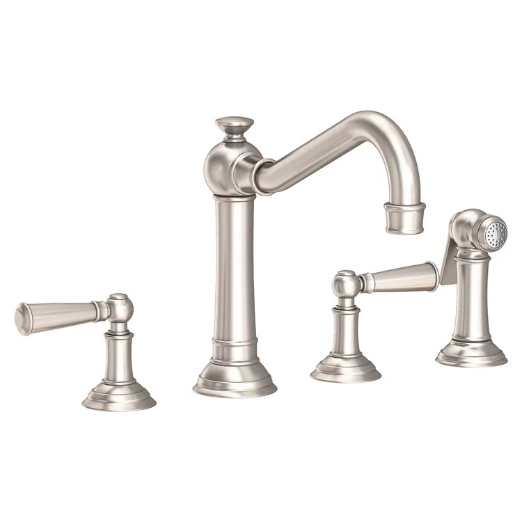 Kitchen Faucet Jacobean Widespread 8 Inch Spread 2 Lever ADA English Bronze Sidespray Spout Height 6 Inch 1.8 Gallons per Minute - Frankwebs