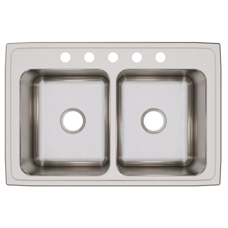 Kitchen Sink Lustertone Classic 33 x 22 Inch Double Bowl Equal 5 Hole Lustrous Satin Drop-In 10-1/8 Inch - Frankwebs