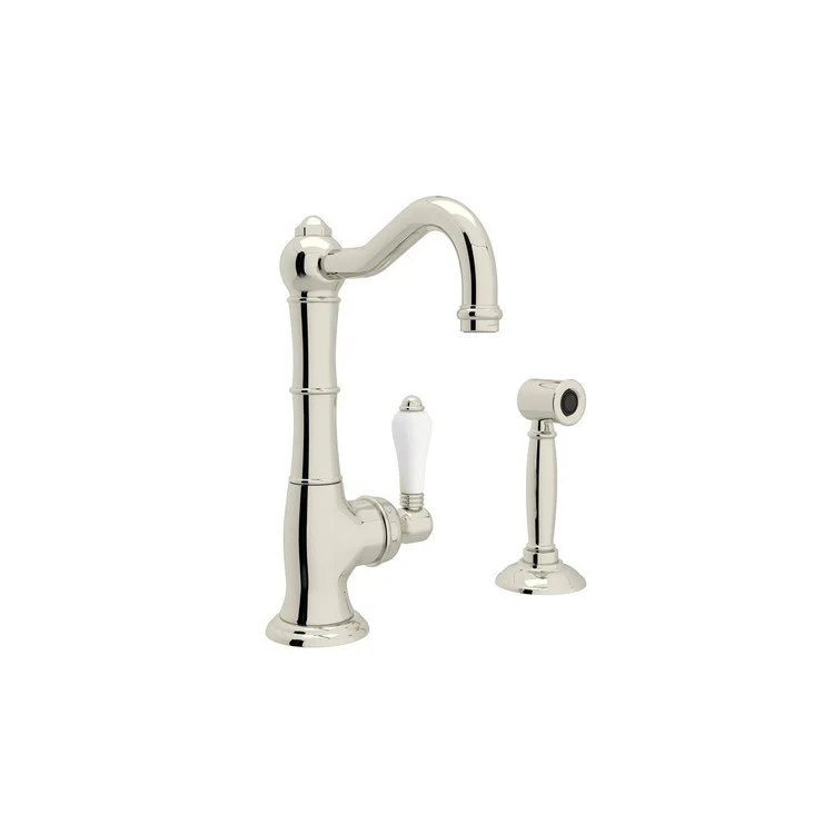 Kitchen Faucet Cinquanta with Sidespray Column Spout 1 Porcelain Lever Polished Nickel 1.5 Gallons per Minute - Frankwebs